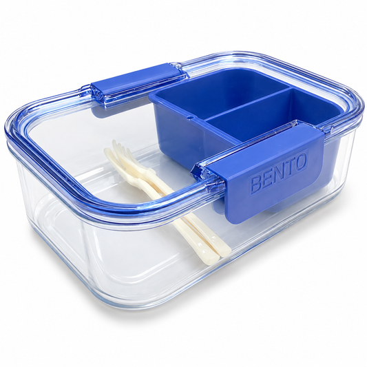 Lunch Box Transparent 3 Section Dark Blue || لانش بوكس شفاف 3 اقسام ازرق غامق