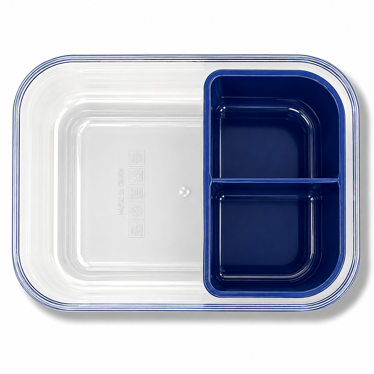 Lunch Box Transparent 3 Section Dark Blue || لانش بوكس شفاف 3 اقسام ازرق غامق