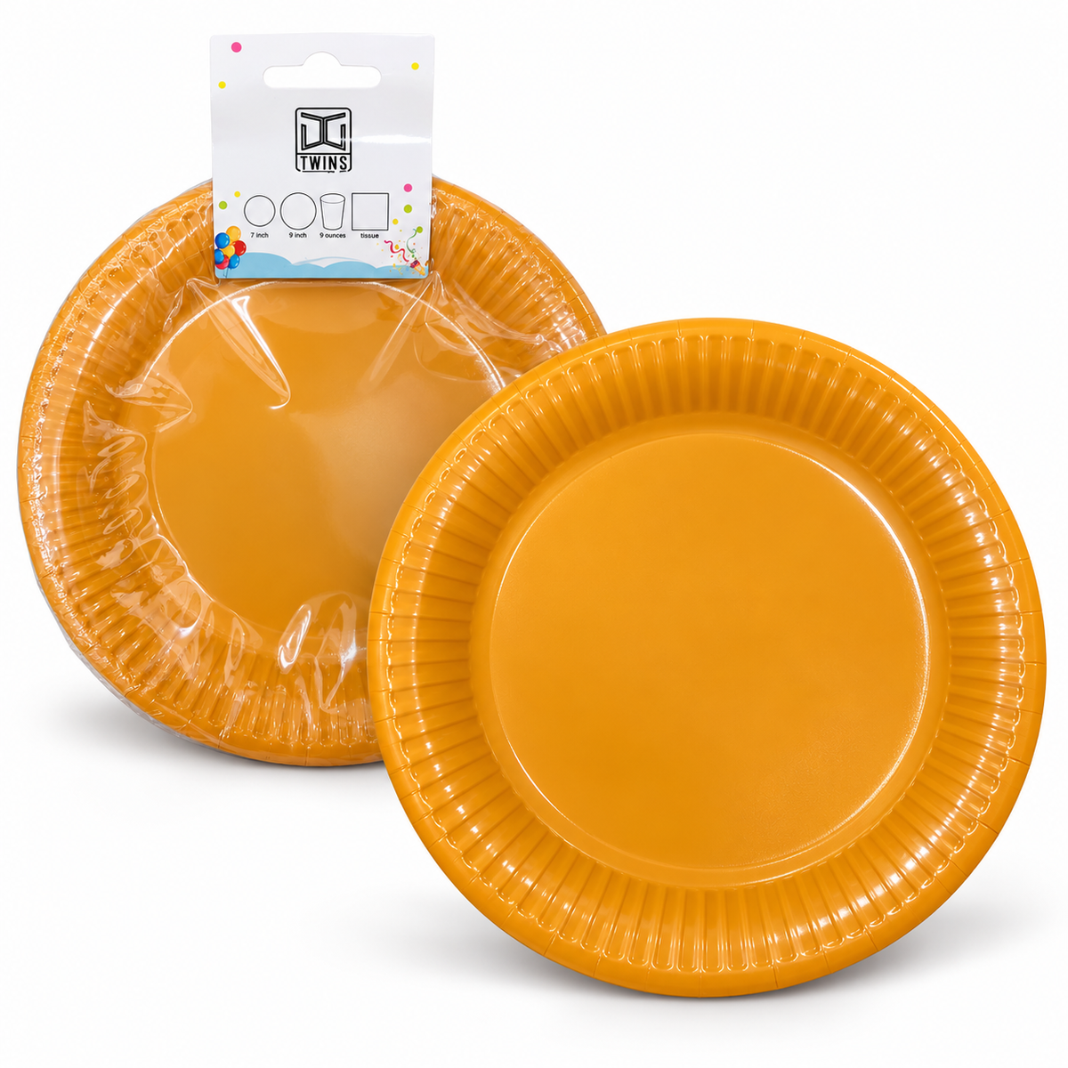 TWINS Orange Party Plates – Large || أطباق حفلات برتقالية – كبير