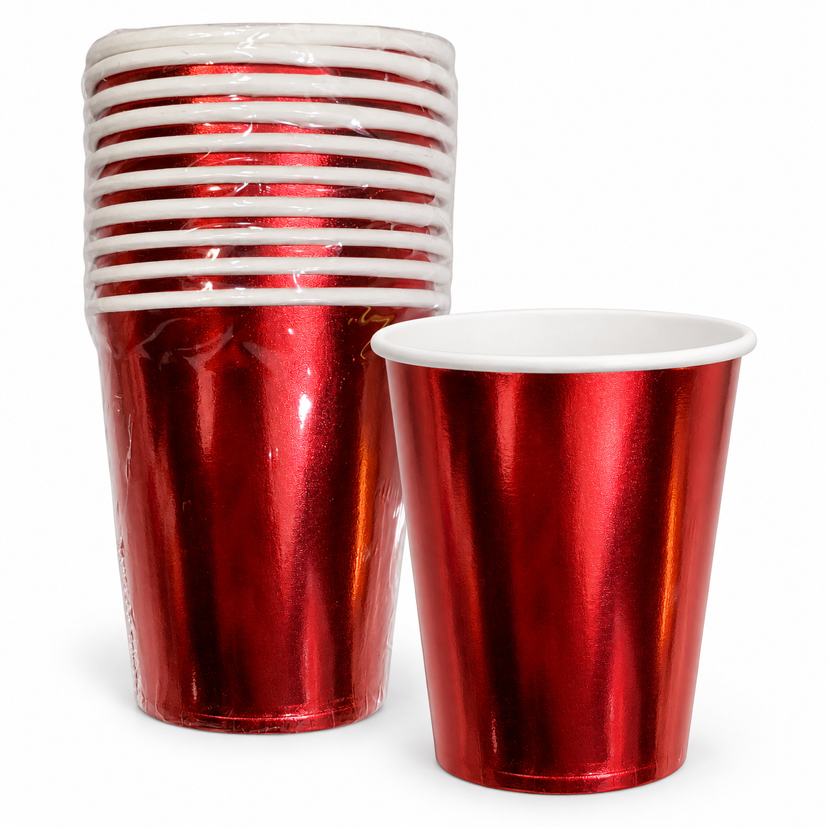 Red Metallic Paper Party Cups || أكواب ورقية للحفلات أحمر لامع