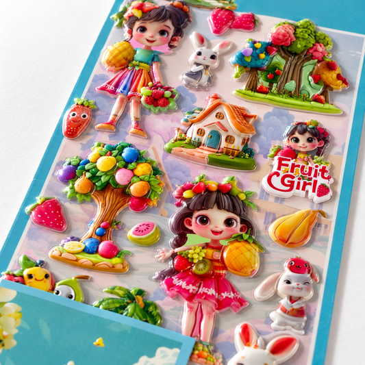A&T Embossed Stickers Fruit Girl #3 || ستيكرات بارزة اي اند تي فرووت جيرل #3