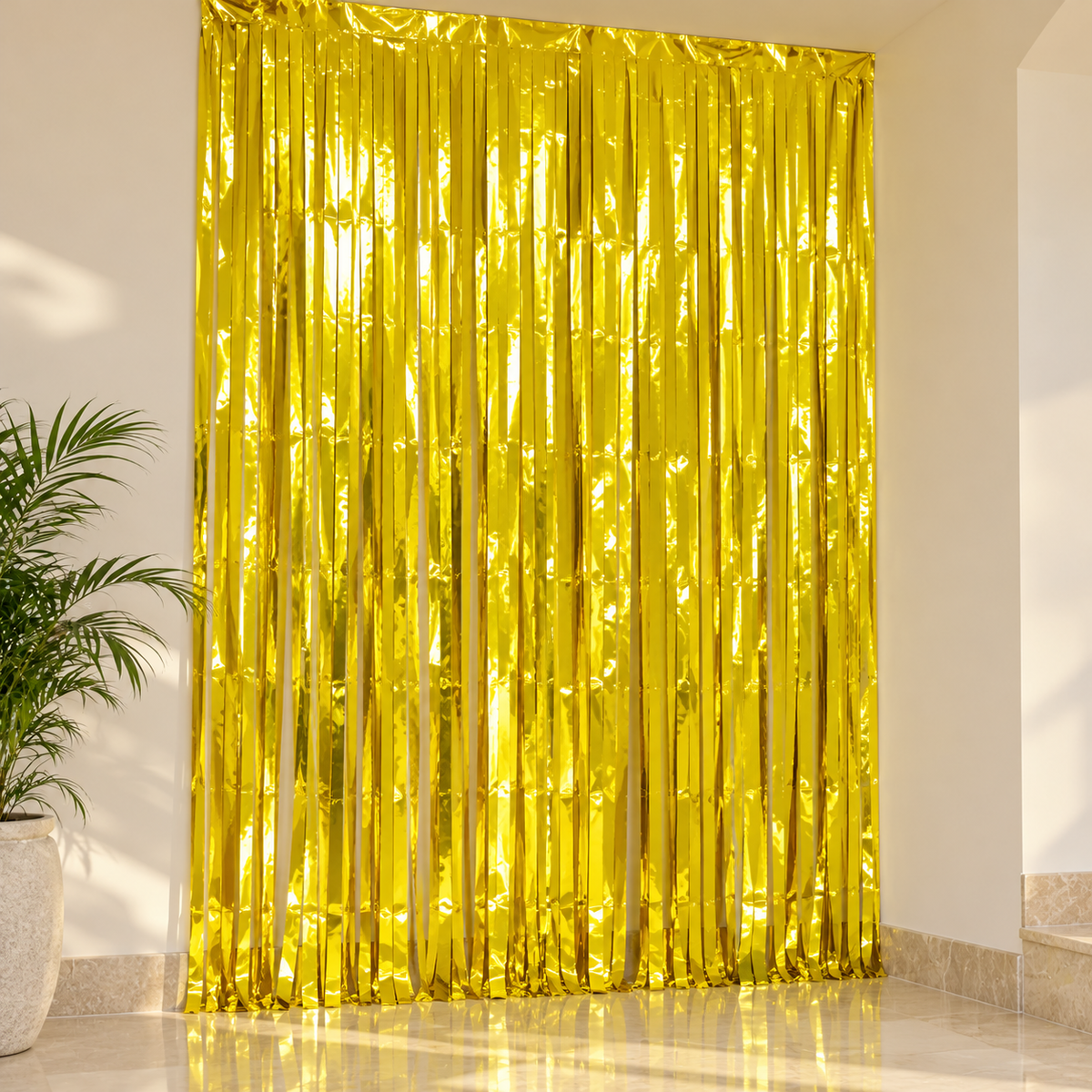 Yellow Foil Fringe Curtain || ستارة حفلات بشرائط لامعة صفراء