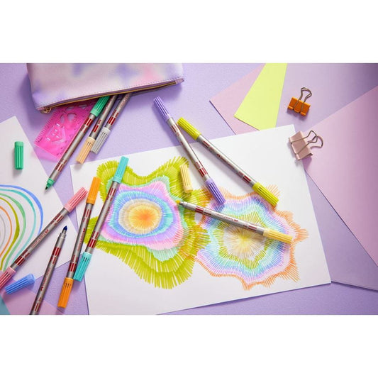 Faber-Castell pastel double-ended markers, 10 colours – creative drawing scene