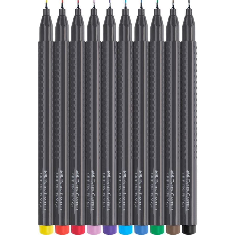 Faber-Castell Grip Finepen 0.4 set of 10 – official pen colour details