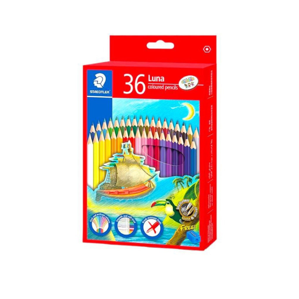 Staedtler Luna colored pencils 36 Colors || الوان خشبية ستدلر علبة كرتون الاصدار الاحمر 36 لون