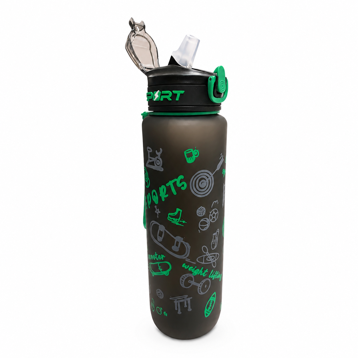 Water Bottle Sport Black 1000 ml #1 || مطارة ماء اسود شفاف سبورت 1000 مل #1
