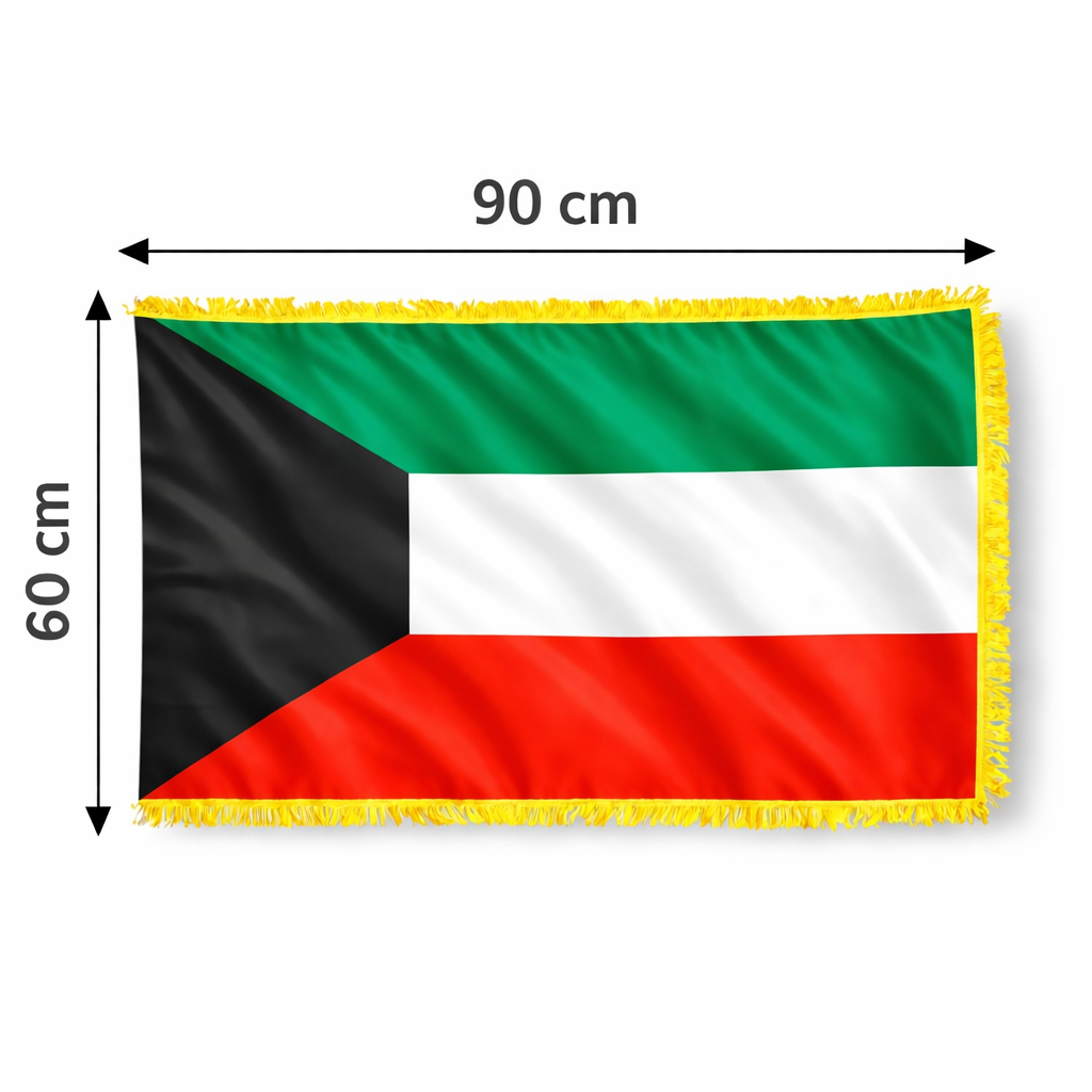Kuwait Flag with Golden Endings 90 x 60 cm || علم الكويت مع اطراف ذهبية 90*60 سم