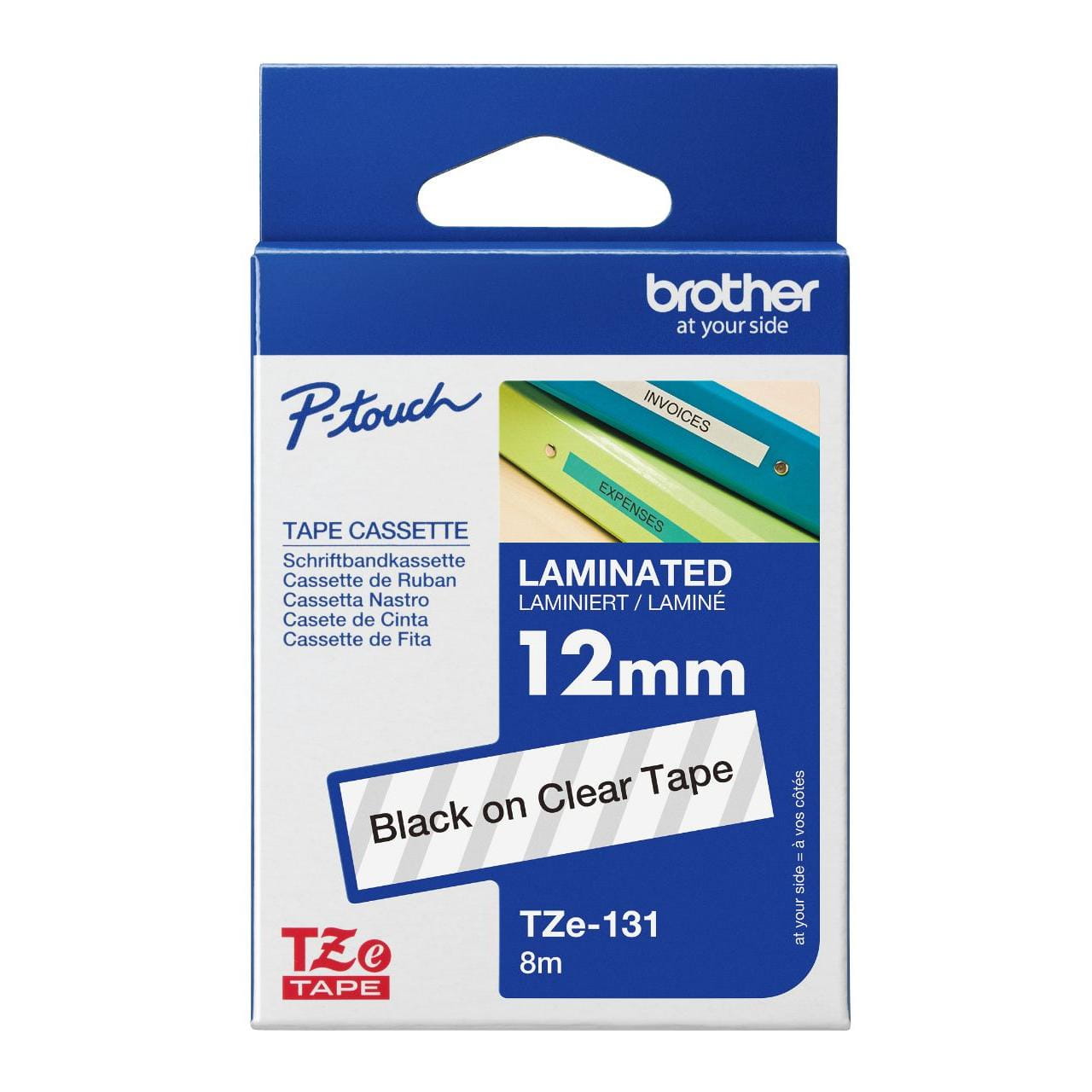 Brother label 12 mm black ink on clear tape || ليبل برثر ١٢ مل اسود بشريط شفاف
