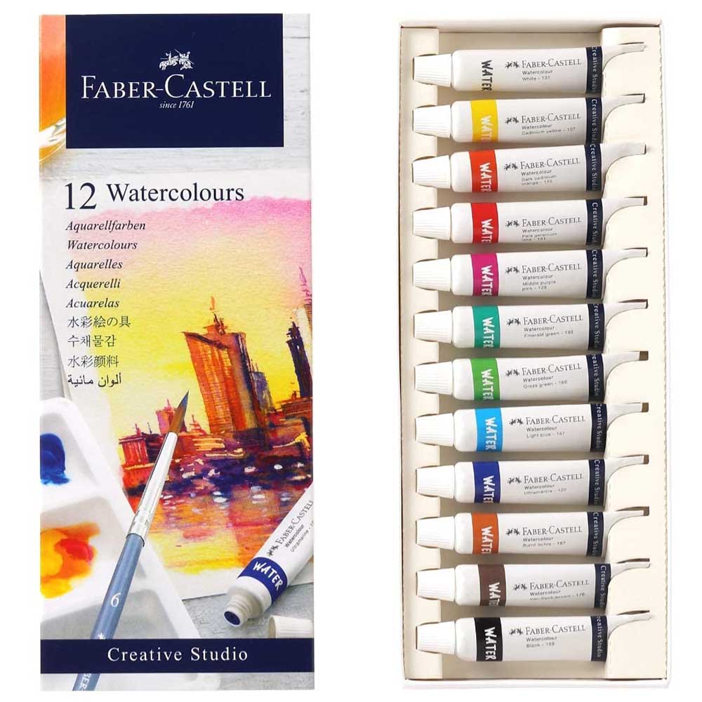 Faber Castell Watercolor 12 ml Tubes || الوان فيبر كاستل انابيب عصاره 12 لون