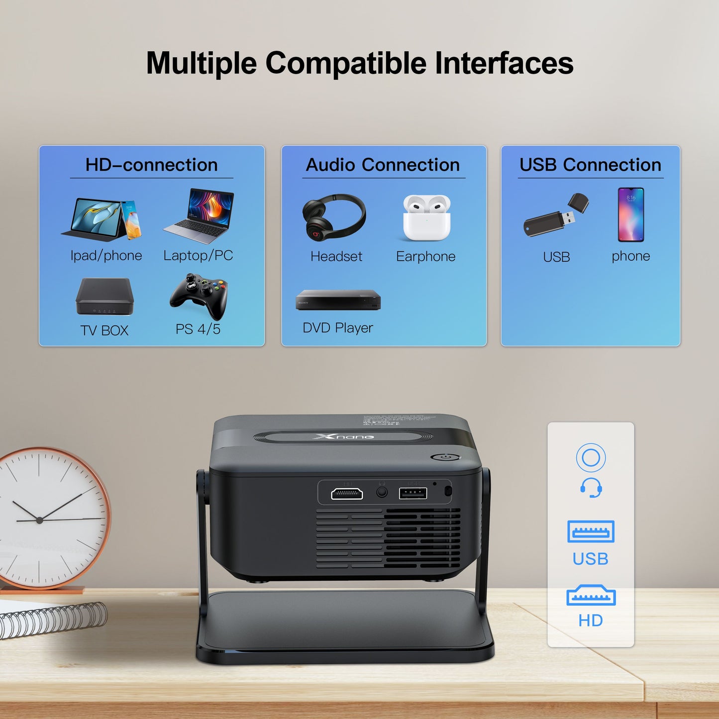 SMQ HA109 Pink Mini Smart Projector entertainment & kids education || إس إم كيو البروجكتور الذكي الصغير HA109 للترفيه وتعليم الأطفال وردي