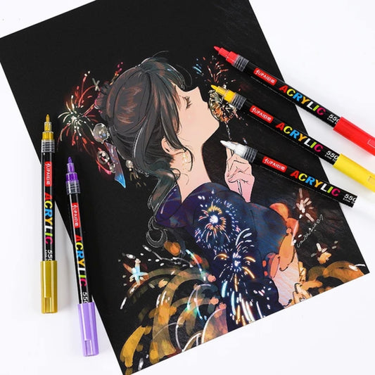 Jubai Acrylic Marker Line 4mm 12 color || اقلام اكريلك ماركر 4مم 12 لون