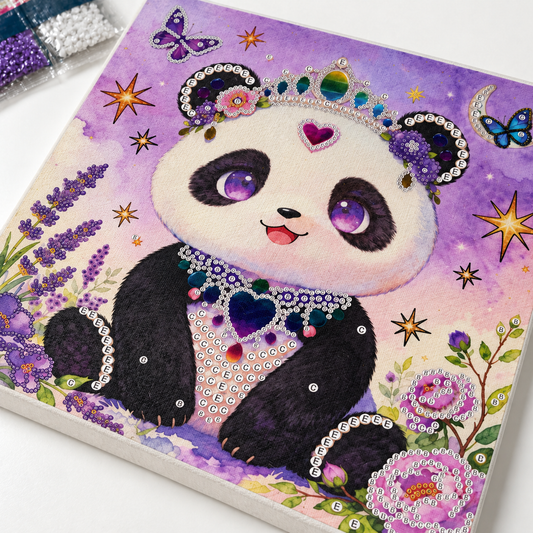 DIY Rhinestone Canvas Activity 30 x 30 cm - Panda || تزيين كانفاس بالكريستال 30 × 30 سم - باندا