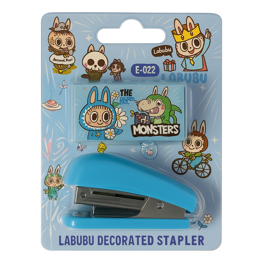 Blue Labubu Stapler Set || دباسة لابوبو لون ازرق