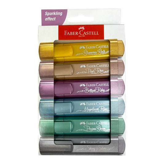 Faber Castell Highlighter Set 6 Sparkling Colors || مجموعة اقلام تضليل هايلايتر فيبر كاستل ٦ لون لامع