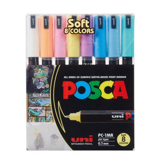 Posca Markers 8 Soft Colors PC- 1MR -0.7 || بوسكا 8 لون باستيل راس ضعيف حدي 