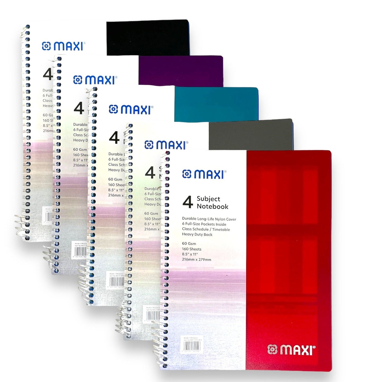 Maxi 4 Subject Notebook Assorted Colors || دفتر ماكسي ٤ موضوع الوان متنوعة