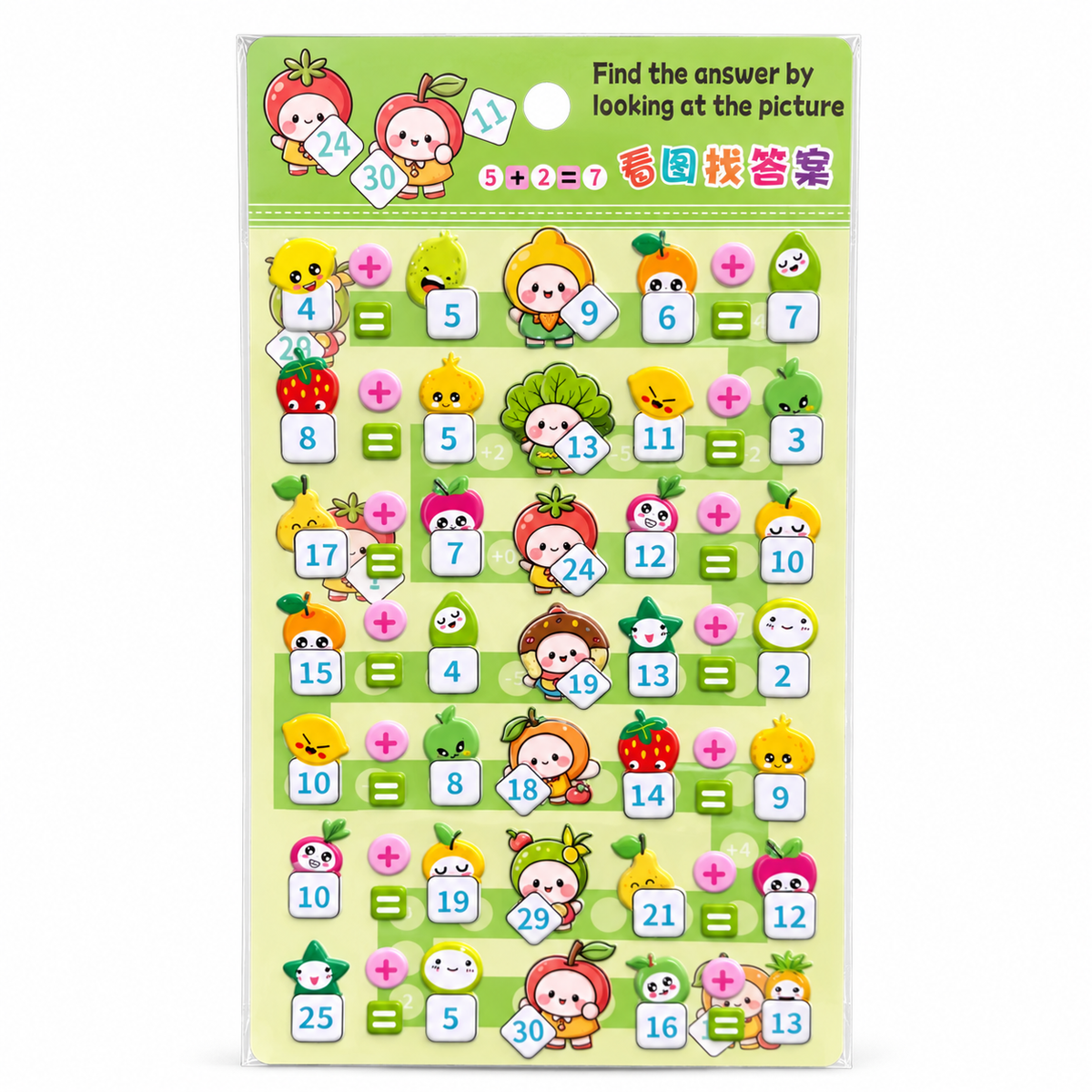 Addition and Subtraction Tutoring Stickers - Fruit Design || ملصقات تعليم الجمع والطرح - تصميم فواكه