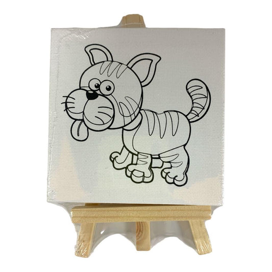 Printed Canvas Set For Kids 24 pcs 10 x 10 cm Assorted Models || مجموعة كانفاس مع ستاند للاطفال ٢٤ حبة ١٠*١٠ سم موديلات متنوعة