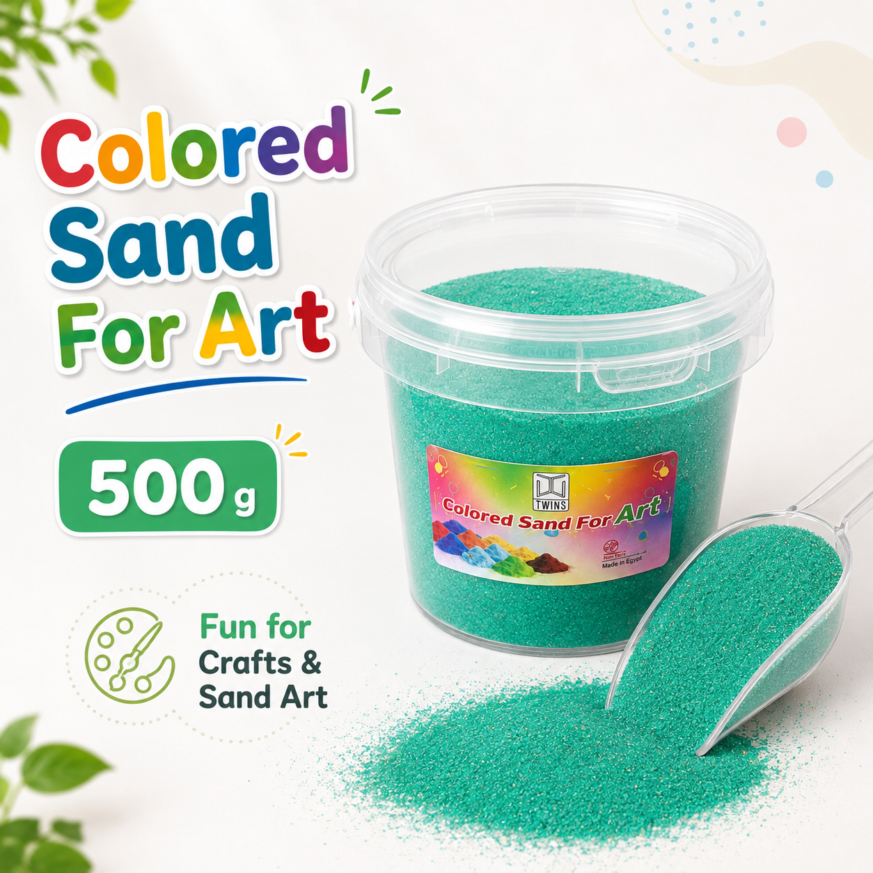 Twins Colored Sand 500g Green || رمل ملون توينز 500 جرام اخضر