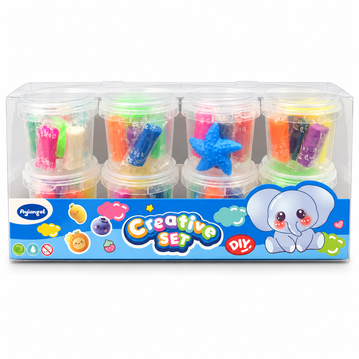 Ayiangel Creative Modelling Set 8 Cups – Elephant || مجموعة تشكيل إبداعية Ayiangel من 8 علب – فيل