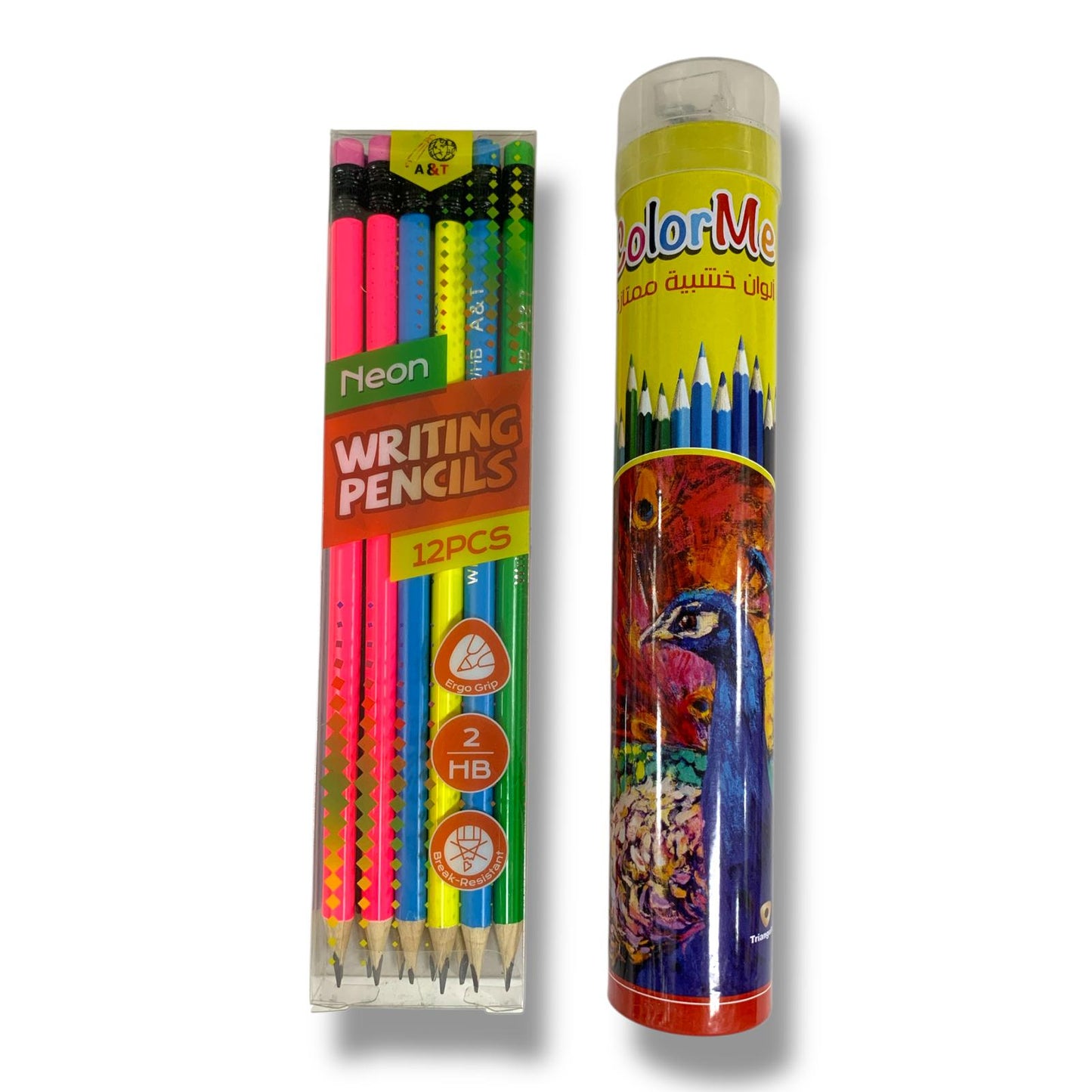 Atlas Offers 12 Colored pencils neon pencil pack 12 pcs || مجموعة اطلس الوان خشبية 12 لون و باكيت اقلام رصاص 12 قلم