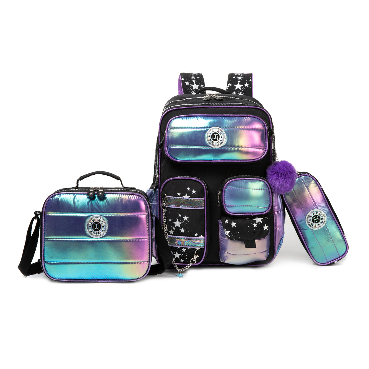 17" Backpack 3PCS METALIC TWINS || شنطة ظهر 17 انش 3 قطع ميتاليك توينز