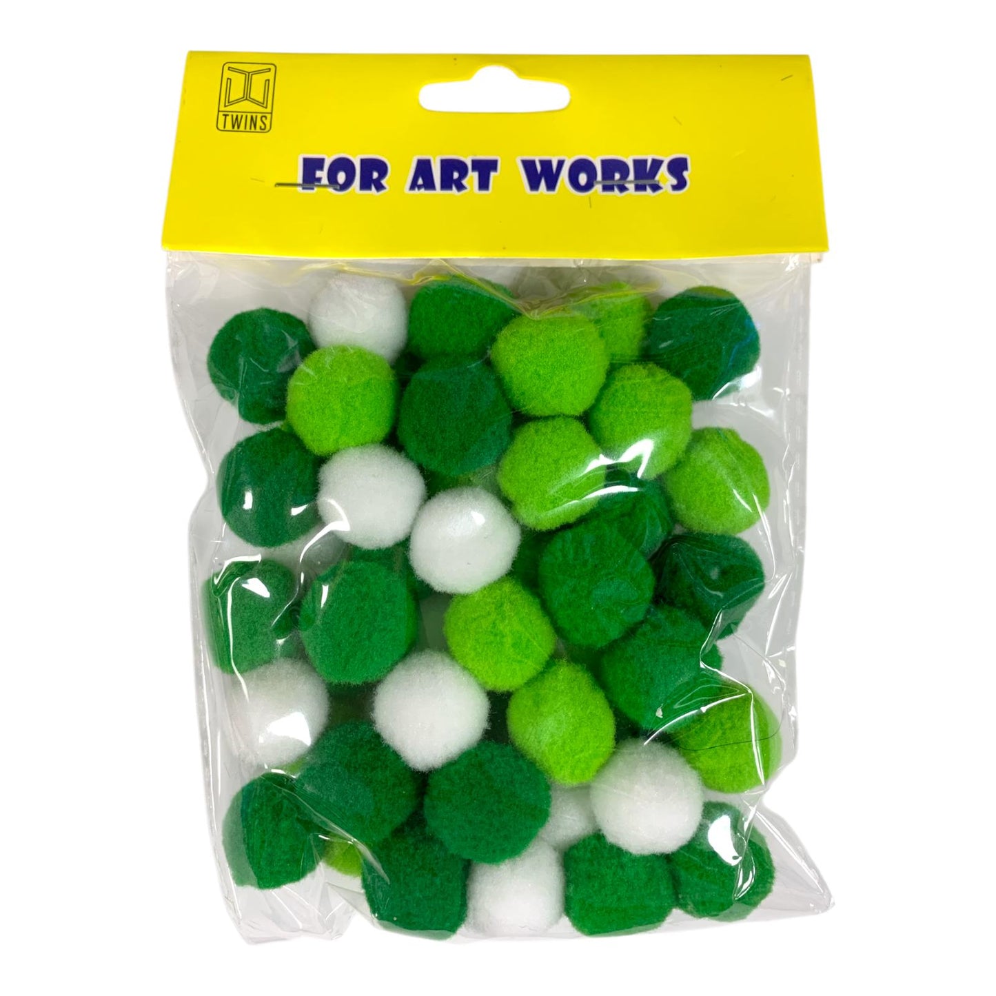 Green & White Pom Poms Cotton Balls for Crafts || قطن بوم بوم لون ابيض و أخضر اشغال يدوية