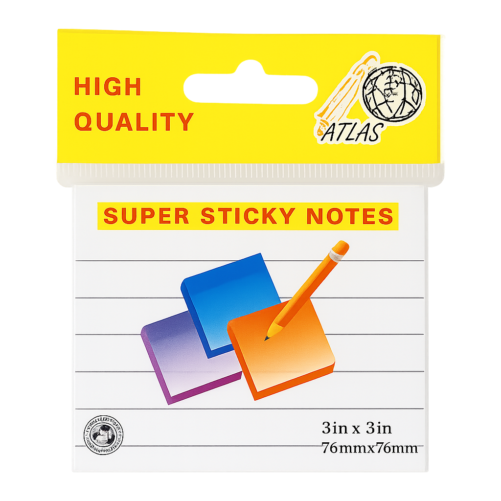 A&T White Lined Super Sticky Notes 3x3 || ورق ملاحظات ستيكي نوت اي اند تي لون ابيض3*3