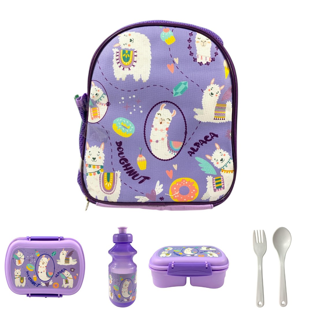 Llama Lunch Backpack Set for Kids || مجموعة ظهر الغداء بتصميم اللاما للأطفال