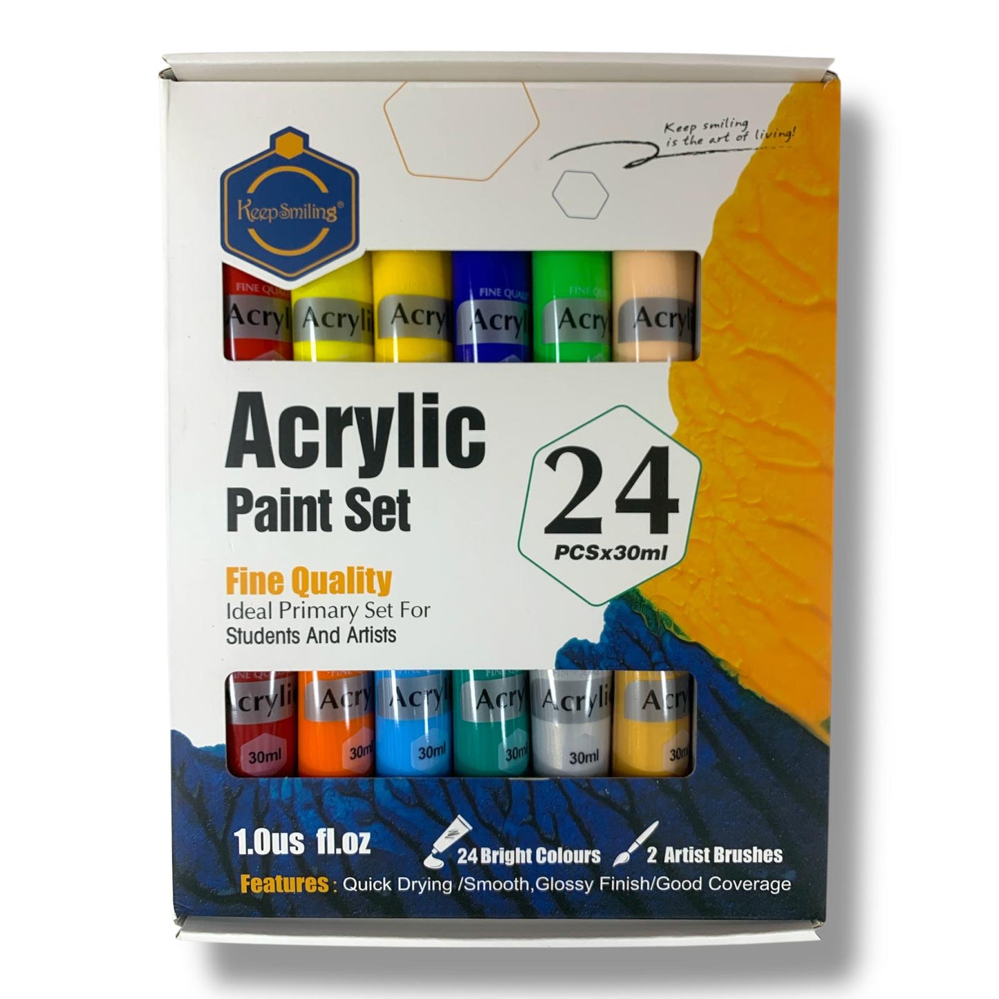 Keep Smiling Acrylic Paint 24 Colors 30ml || الوان اكريليك كييب سمايلينج 24 لون 30 مل