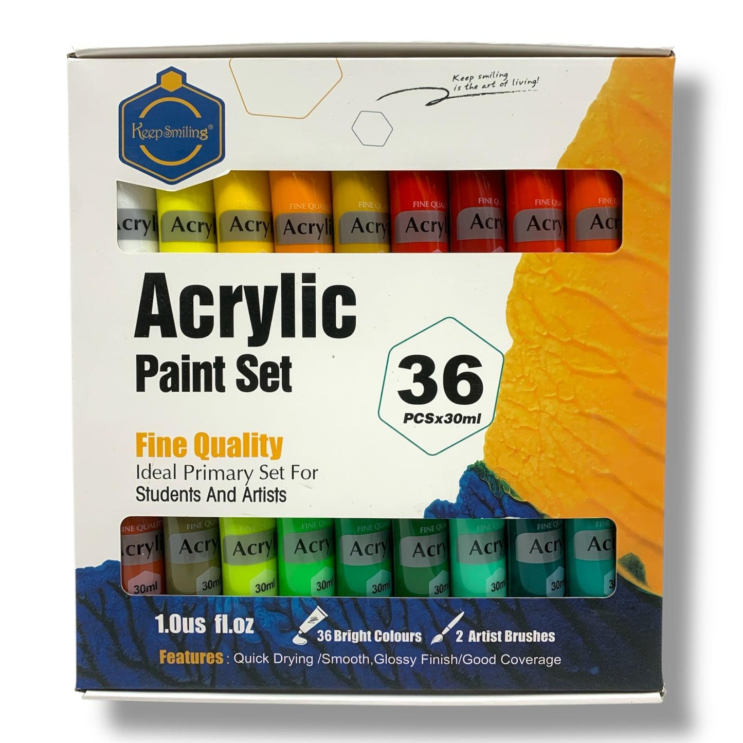 Keep Smiling Acrylic Paint 36 Colors 30ml || الوان اكريليك كييب سمايلينج 36 لون 30 مل