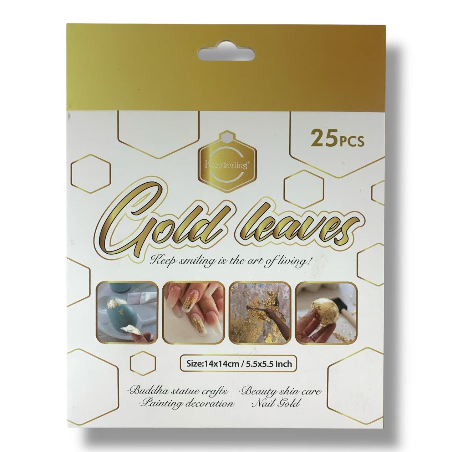 Keep Smiling Gold Leaves 25 Pcs || ورق ذهب 25 ورقة