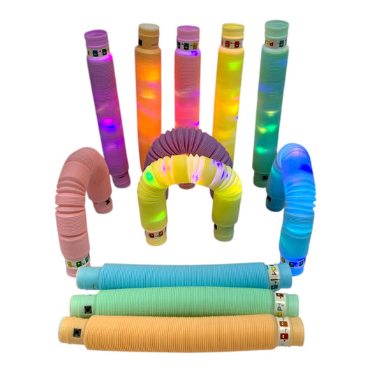 Light Up Pop Pipes 12 Colors Pastel || لعبة الأسطوانة المضيئة ١٢ لون باستيل
