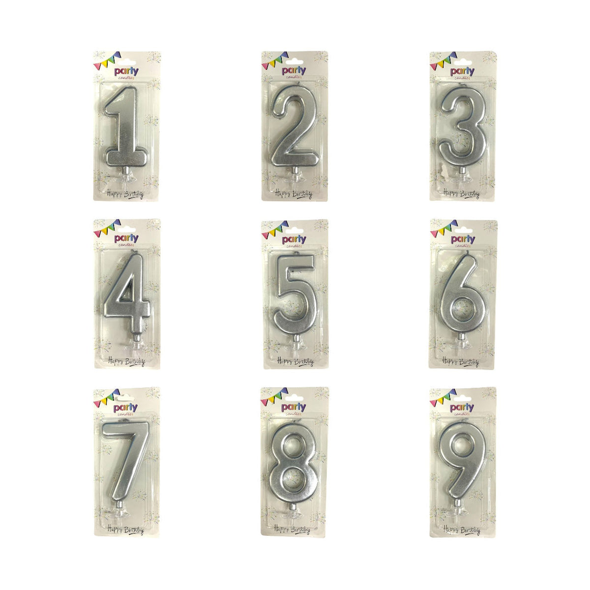 Birthday Candles Silver Color from 0-9 || شموع اعياد ميلاد لون فضي من ٠-٩