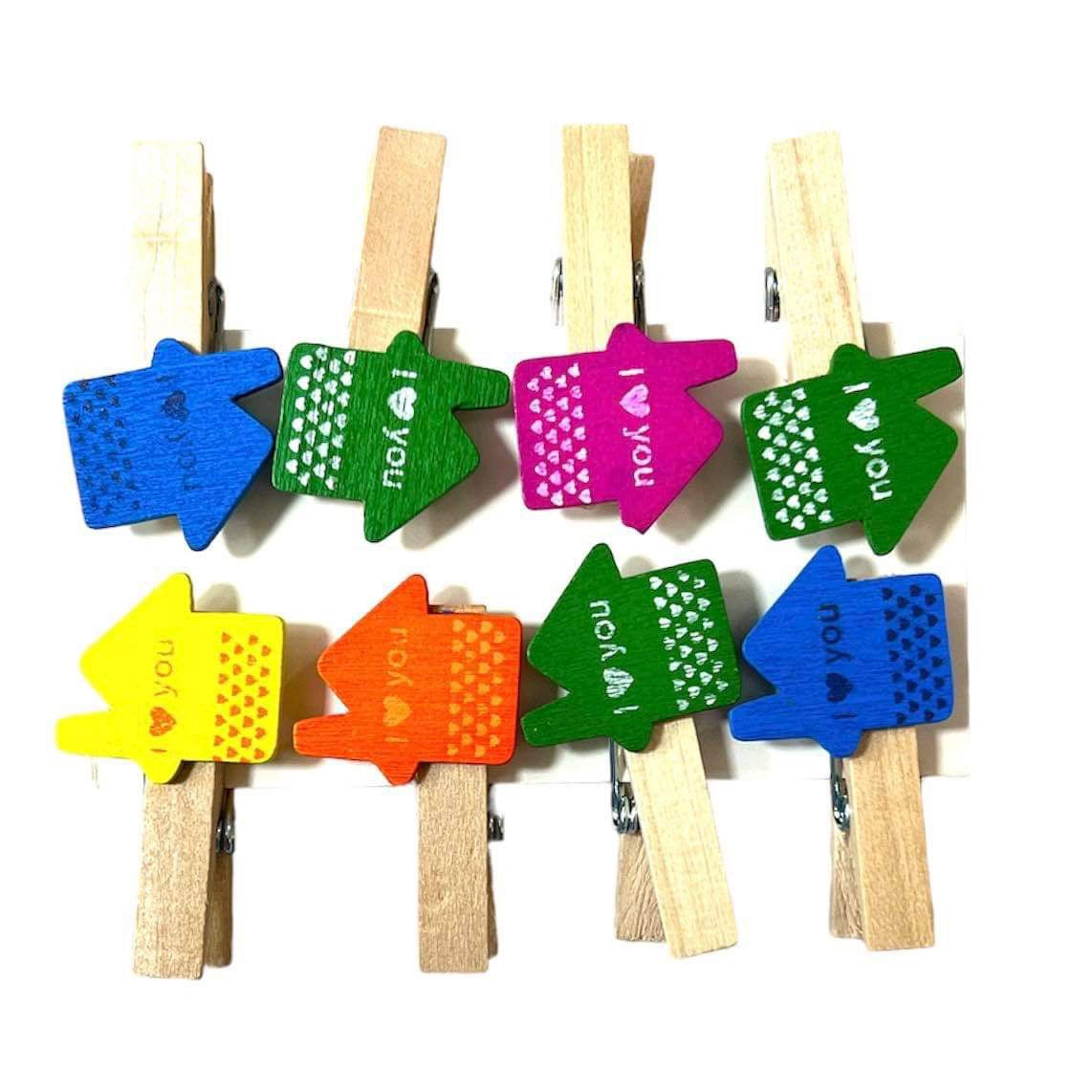 I Love You Wooden Clip || ملاقط خشب شكل بيت