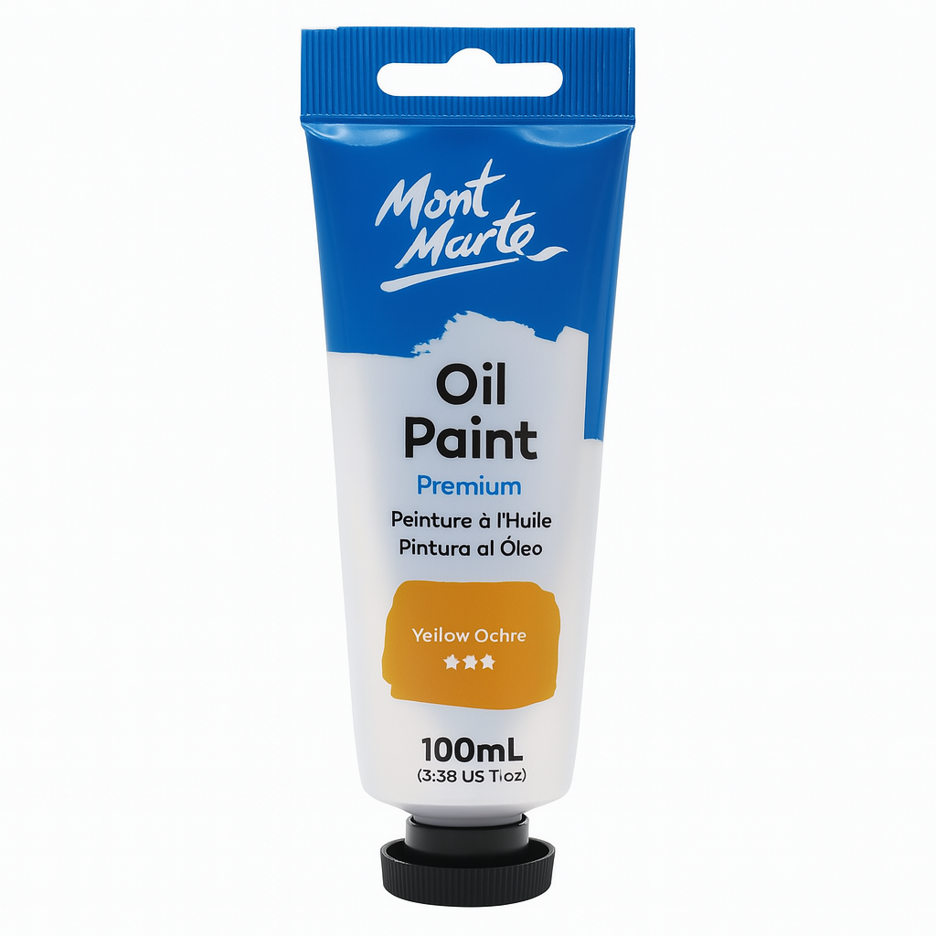 Mont Marte Premium Oil Paint 100 ml Yellow Ochre || الوان زيتية مونت مارت ١٠٠ مل لون اصفر اوكر
