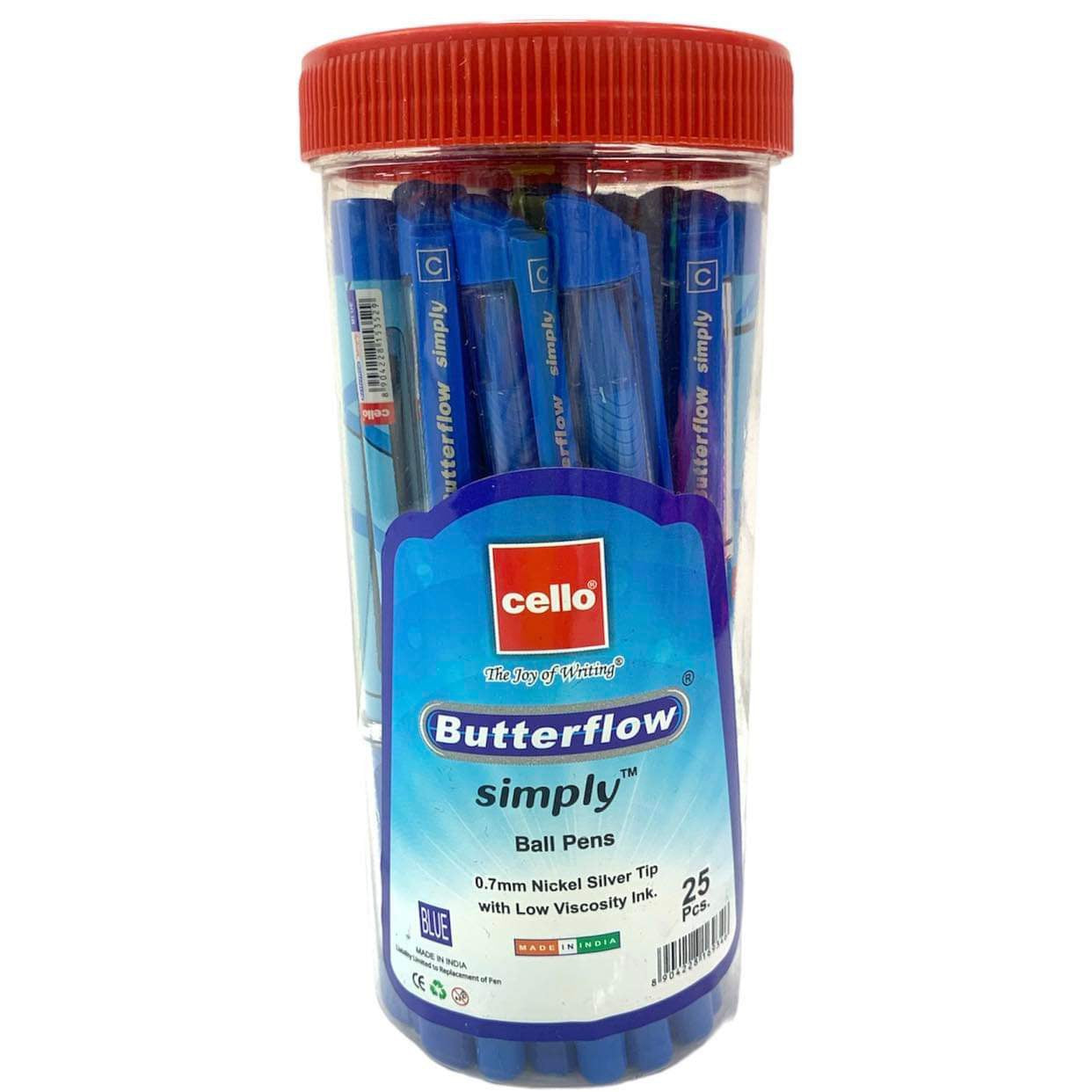 Cello Butterflow Ink Ball Pens, mm 25 Pack Blue || علبة اقلام