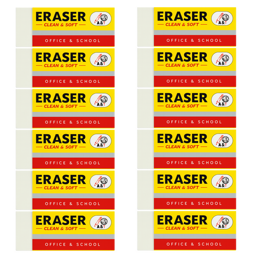 A&T Back to school Offer 12 Erasers offer Large size || عرض قرطاسية العودة الى المدرسة مساحات 12 حبة حجم كبير