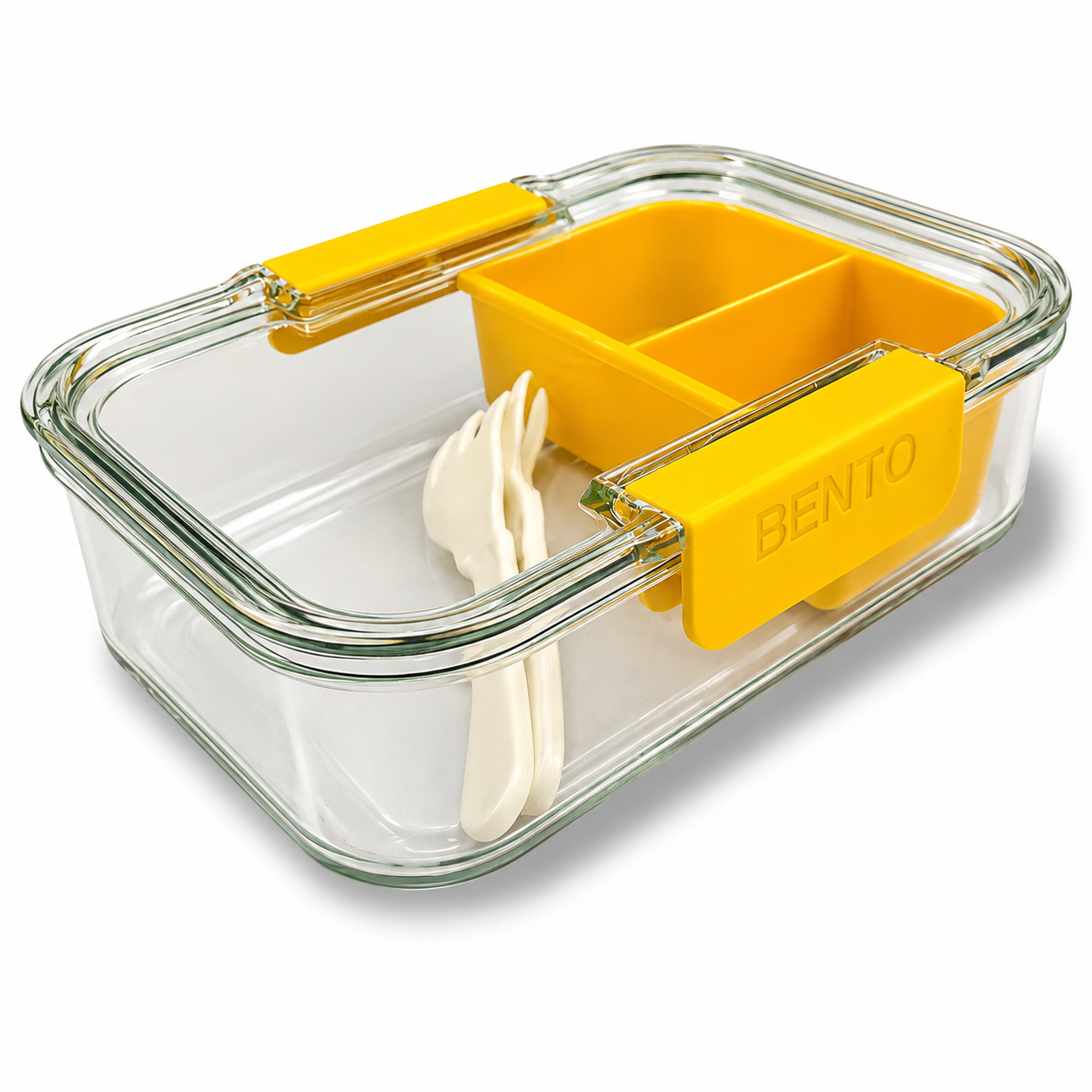 Lunch Box Transparent 3 Section Yellow || لانش بوكس شفاف 3 اقسام اصفر