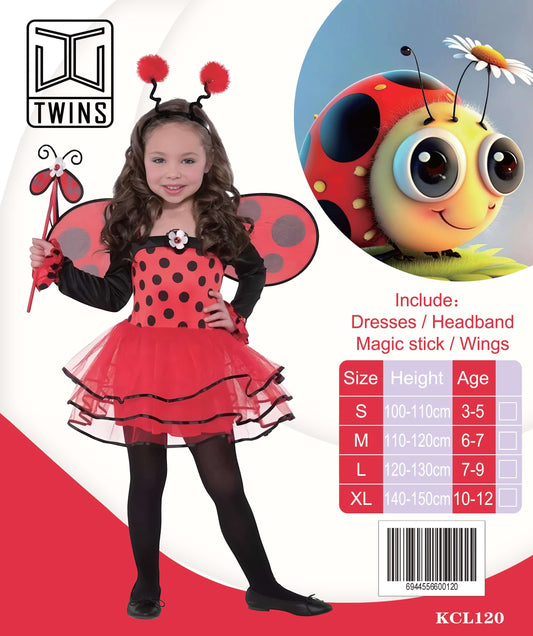 Ladybird Dress with Wings, Headband and Wand Kids Costume || لبس أطفال فستان الدعسوقة مع أجنحة وطوق رأس وعصا — supplier reference