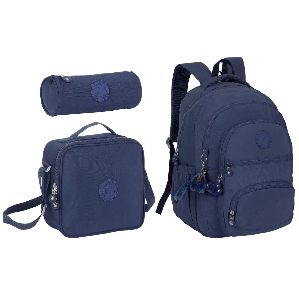 Twins Back To School Set 3 Pcs 18" Backpack + Lunch bag + Pencil Pouch Navy || مجموعة العودة للمدرسة 3 قطع جنطة ظهر 18 انش و جنطة اكل و مقلمة كحلي