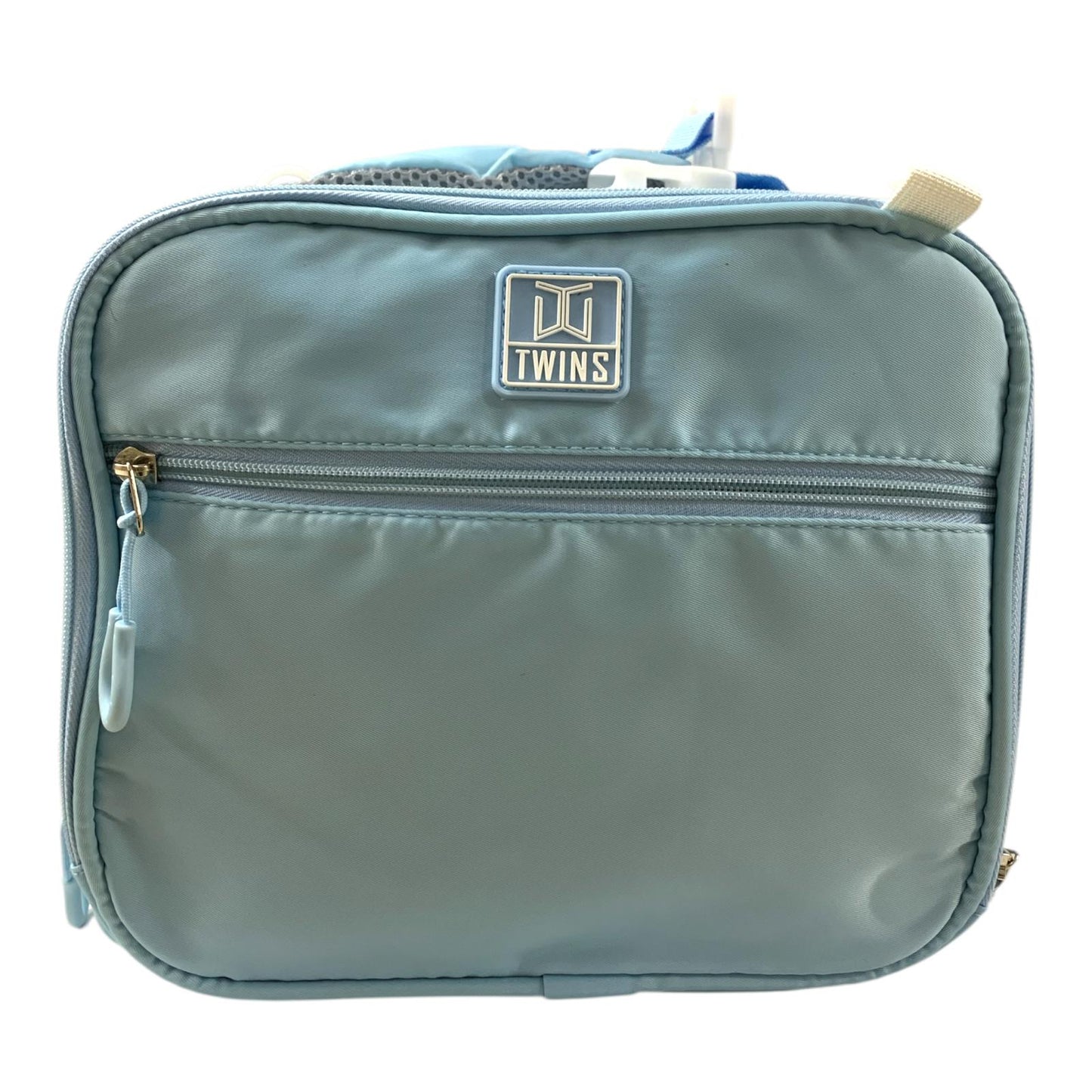 Twins Insulated Lunch Bag - Stylish & Reusable Lunch Box for Kids & Adults (Sky Blue) || شنطة اكل توينز اي اند تي سحابين للمدرسة و الدوامات لون ازرق سماوي