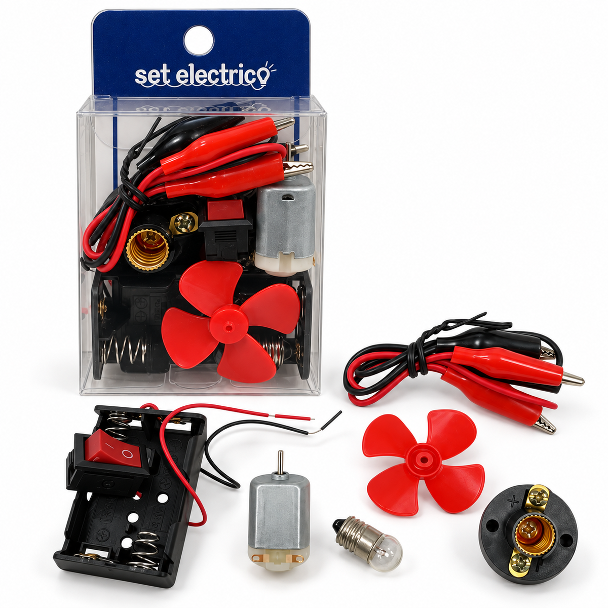 Electricity Set Electric Motor Fan Red Color || دائرة كهربائية محرك مع مروحة لون احمر