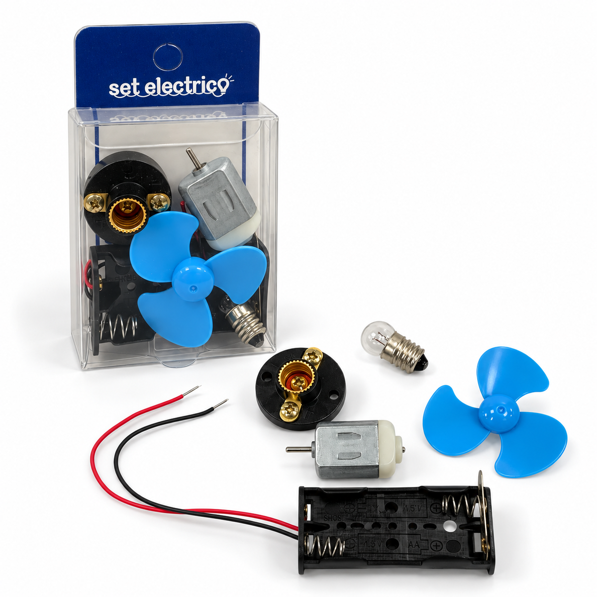 Electricity Set Electric Motor Fan Blue Color || دائرة كهربائية محرك مع مروحة لون ازرق