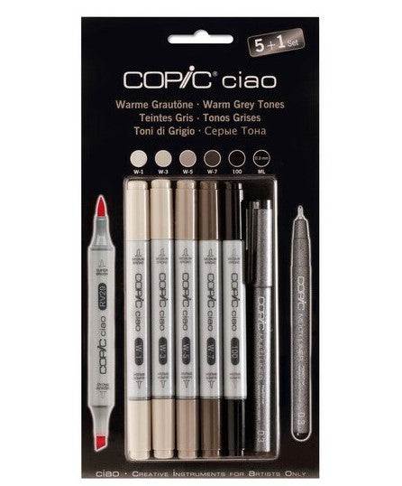 Copic Hobbymarker Ciao 5 + 1 Warm Grey Tones Set || الوان كوبيك ماركر درجات الرمادي