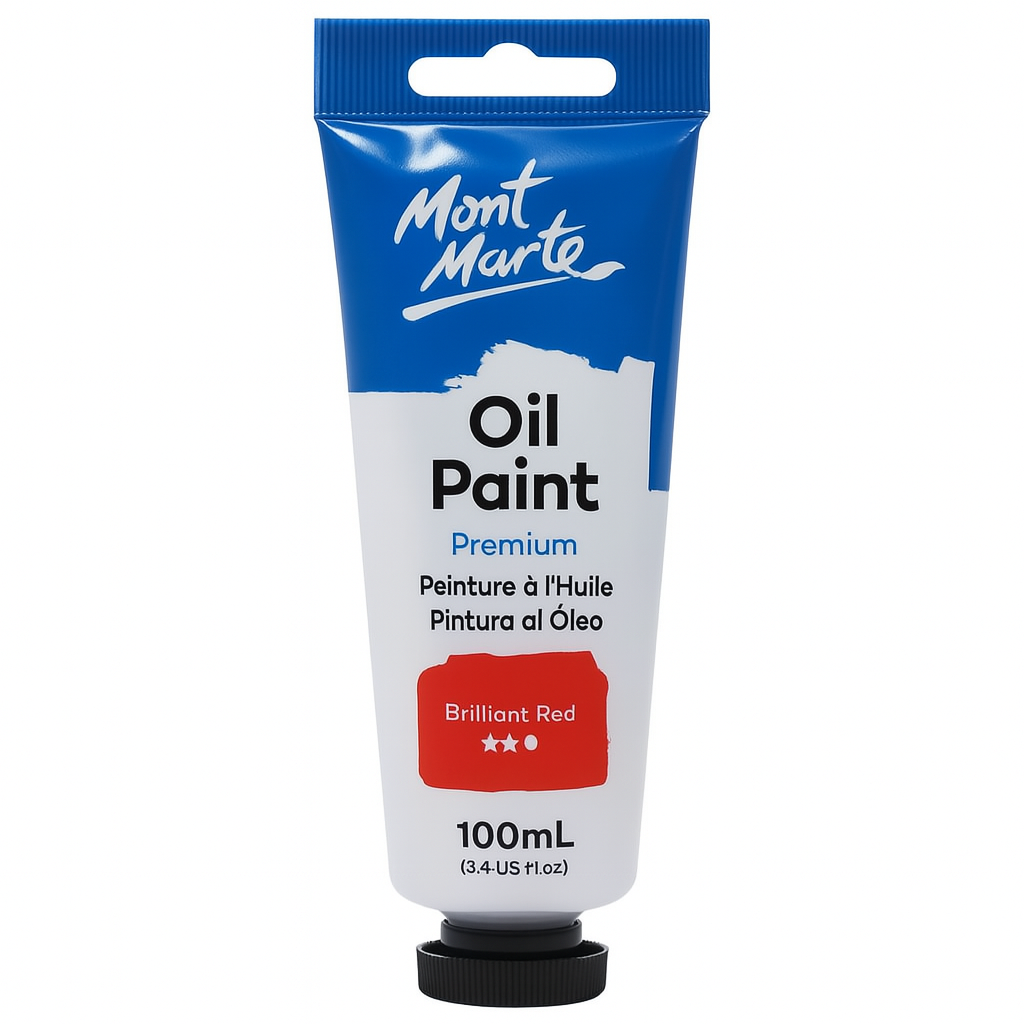 Mont Marte Premium Oil Paint 100 ml Brilliant Red || الوان زيتية مونت مارت ١٠٠ مل لون احمر