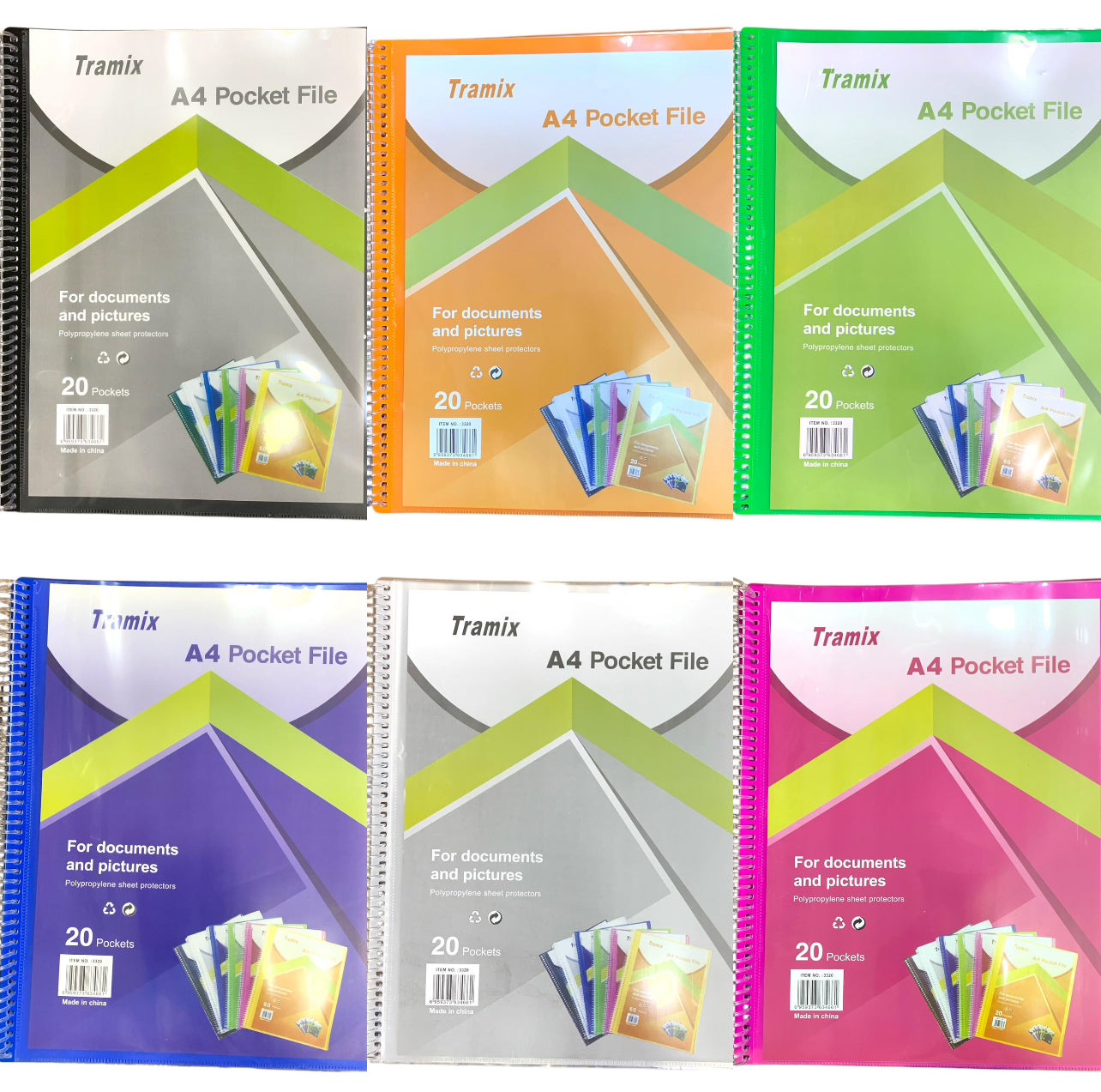 A4 Pocket File 20 Pockets Assorted Colors || ملف جيوب الوان متنوعة عدد ٢٠ جيب