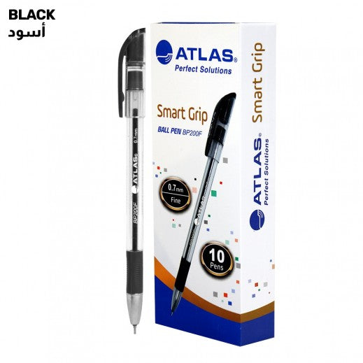 Atlas Smart Grip Black Pens Pk 12 || اقلام حبر اطلس لون اسود باكيت ١٢ قلم