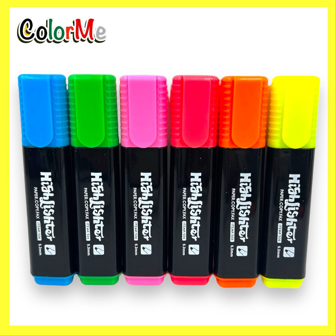 A&T Color Me Highlighter Set 6 Colors || مجموعة اقلام تخطيط كولور مي هايلايتر فسفوري ٦ لون