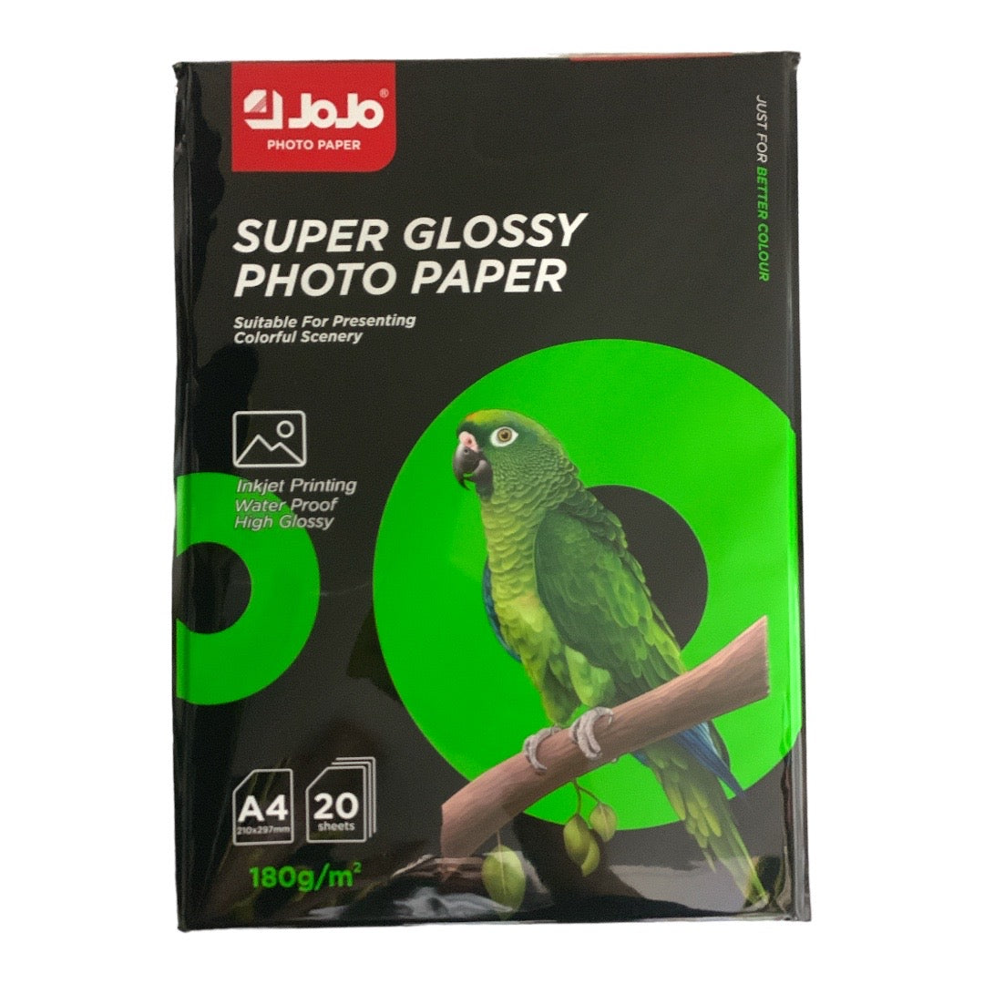 Jojo Super Glossy Photo Paper 180 g 20 Pcs || ورق جوجو قلوسي ١٨٠ جرام ٢٠ ورقة